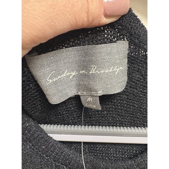 Sunday in Brooklyn Black Knit Maxi Cover Up Bow Front Sleeveless Size M NWT - Picture 3 of 6